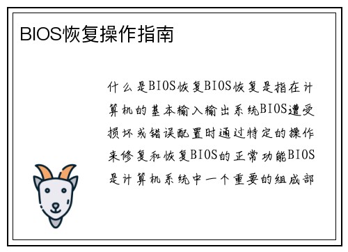 BIOS恢复操作指南